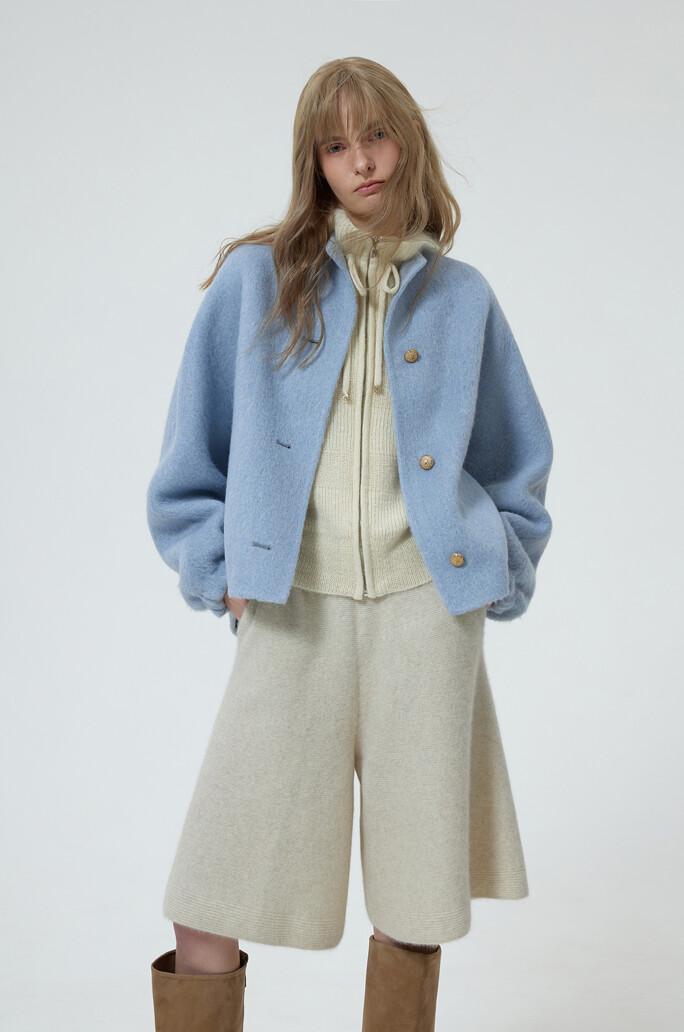 [LANVIN COLLECTION] 알파카 블렌드 칼라리스 자켓