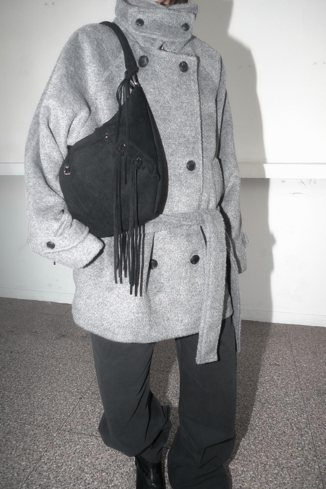 RAGLAN WOOL HALF COAT