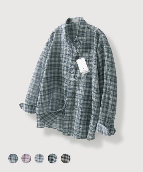 써머 링클 오션 체크남방 _5Color