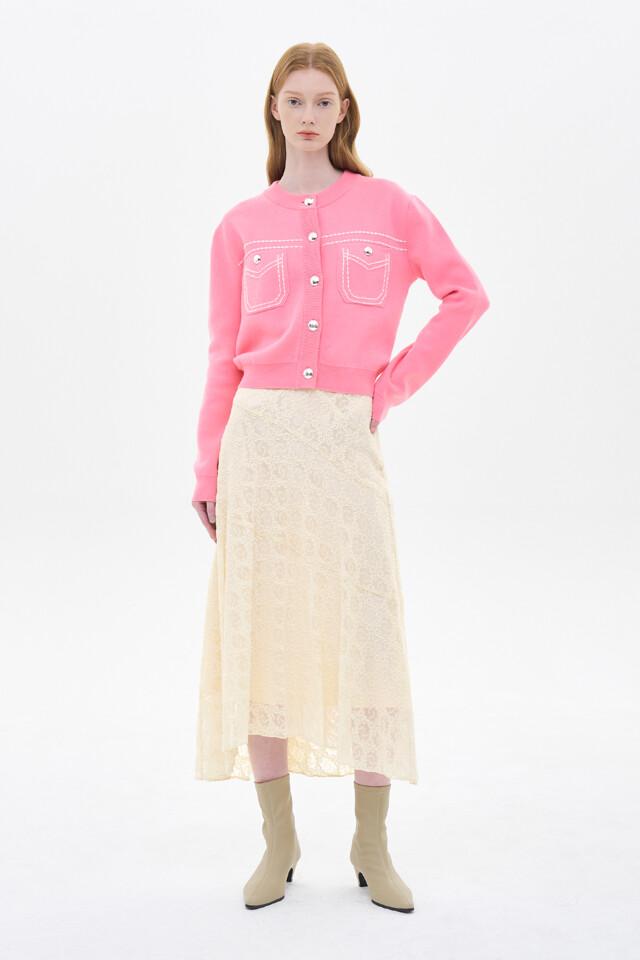 스티치 니트 가디건