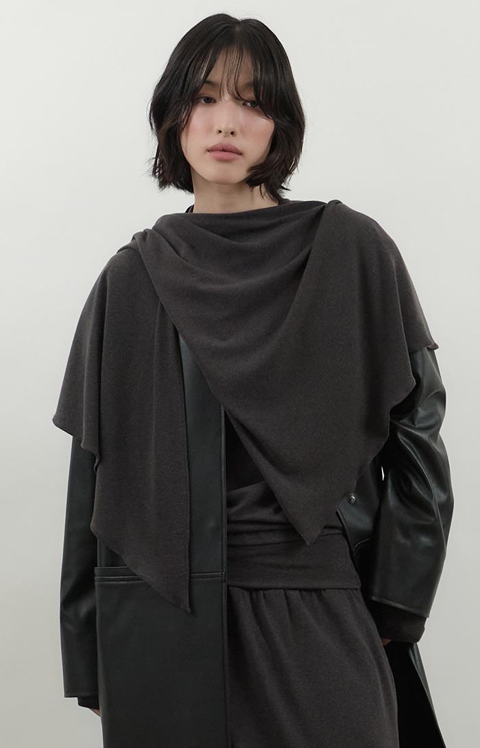[3차 1/02 예약배송] Wool-blend Jersey Scarf_Charcoal