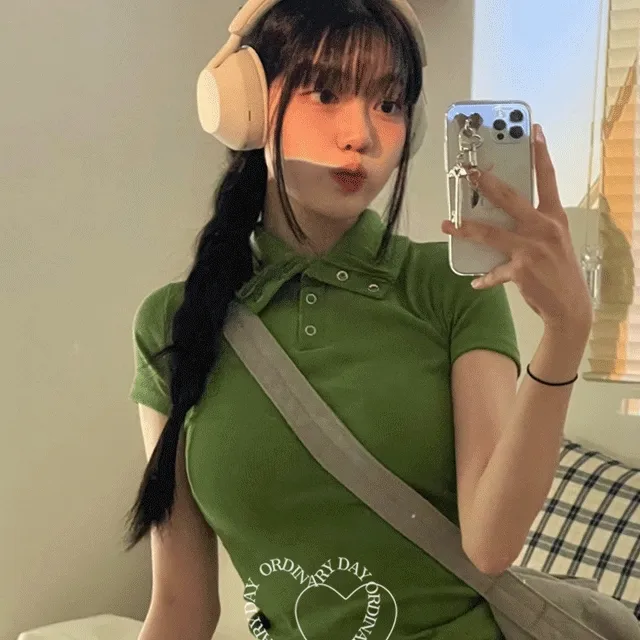 코닉 투웨이 버튼넥 카라 피케 스냅 반팔 티셔츠