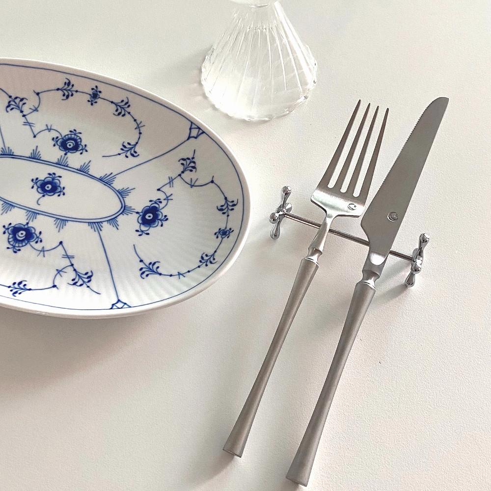 (수저받침포함) 벨르 커트러리 세트 실버 디너포크 디너나이프 양식기 세트