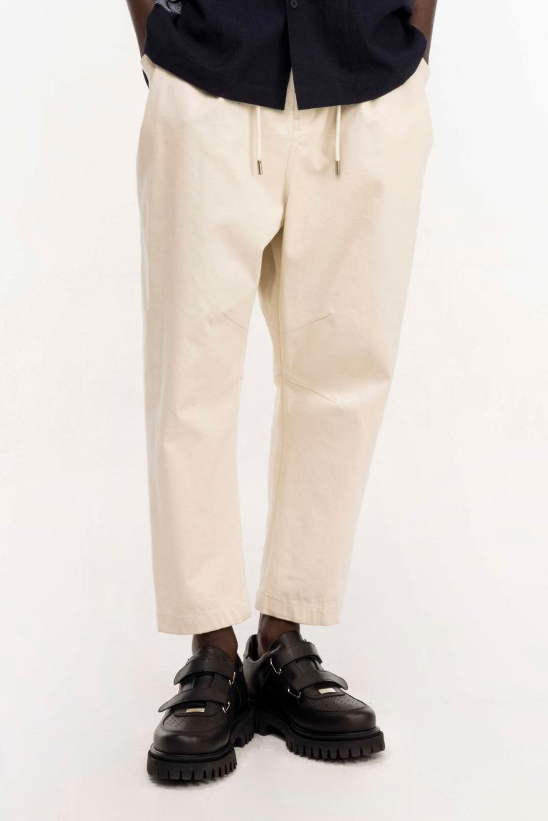 커브 배기 코튼 팬츠 크림