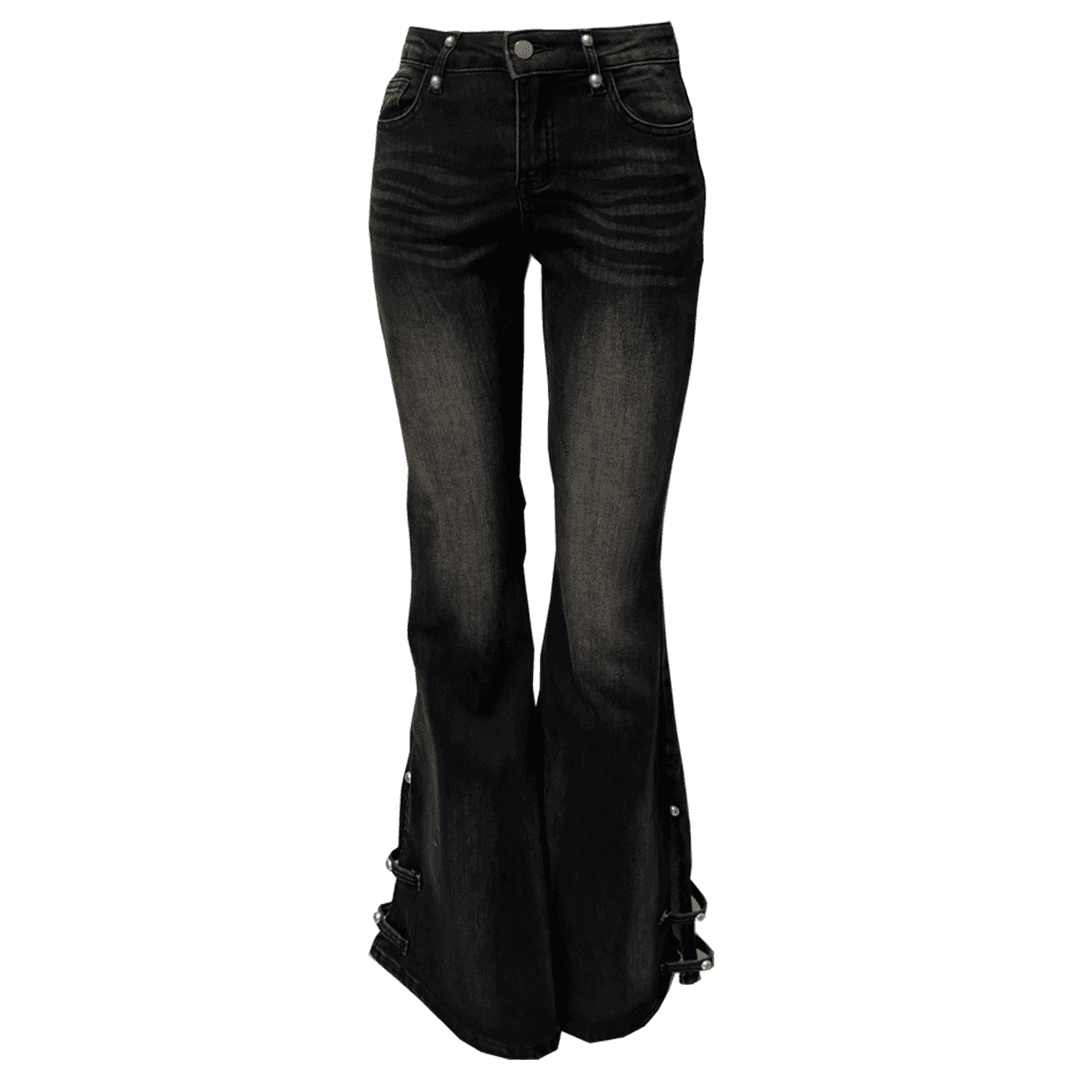 Washing Denim Span  Slim Fit Boots Cut Pants (2 colors)