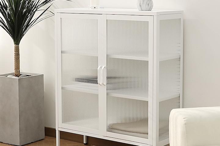 모던 900 강화유리 철제 선반 서랍장 수납장