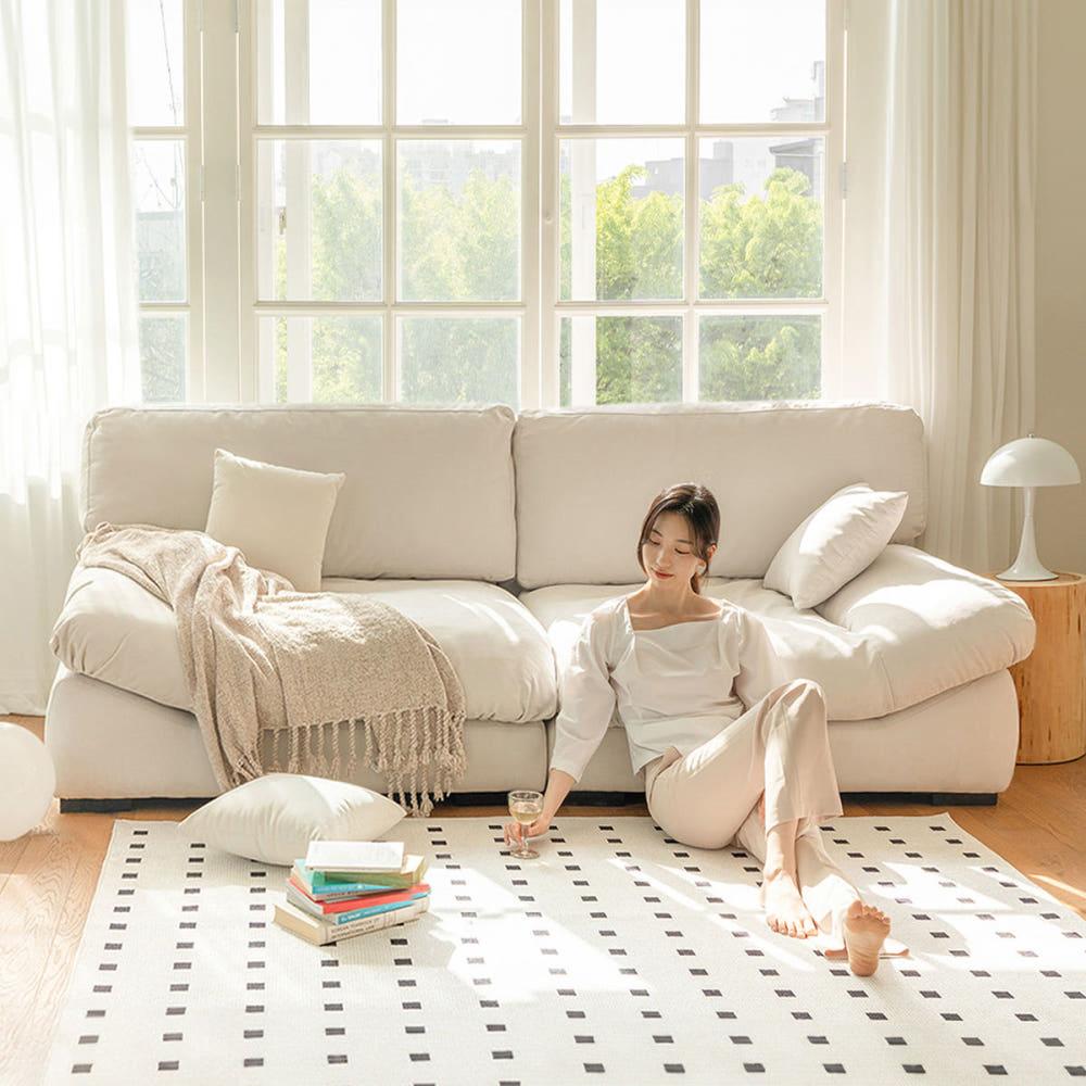 플러피 3인용쇼파 모듈 구스 아쿠아텍스 패브릭 소파