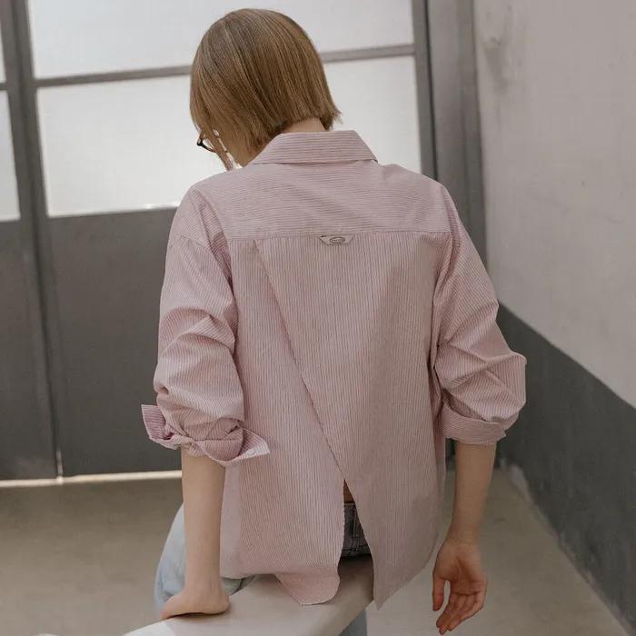 [단독, 오직하루] [스페셜오더] Backslit detail soft cotton shirt_Stripe pink