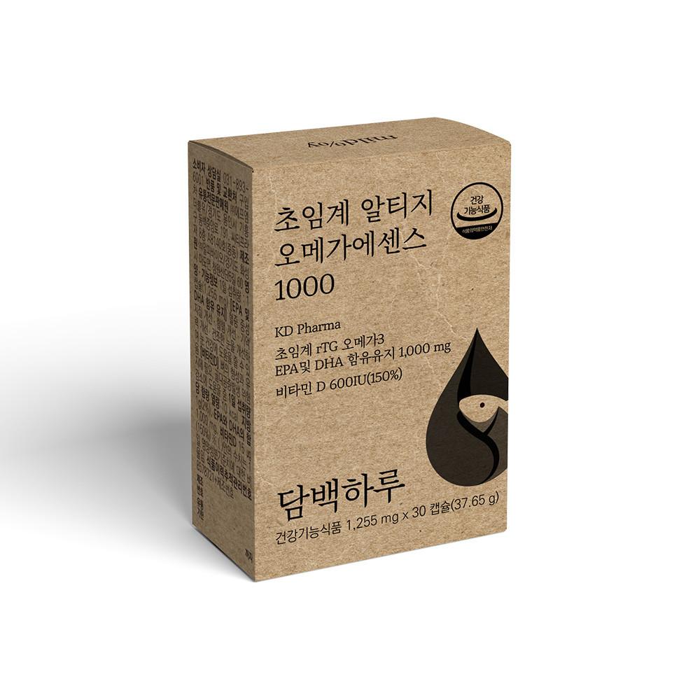 담백하루 초임계 알티지 오메가3 1000 30캡슐 1개월 1박스 비타민D600IU 에센스