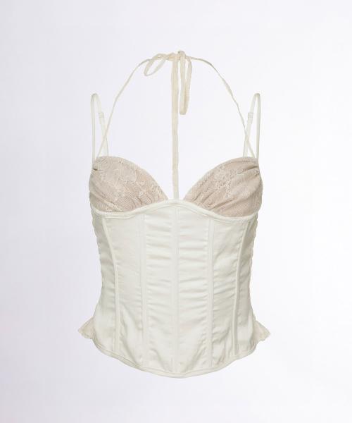 90s Glossy Corset Top White