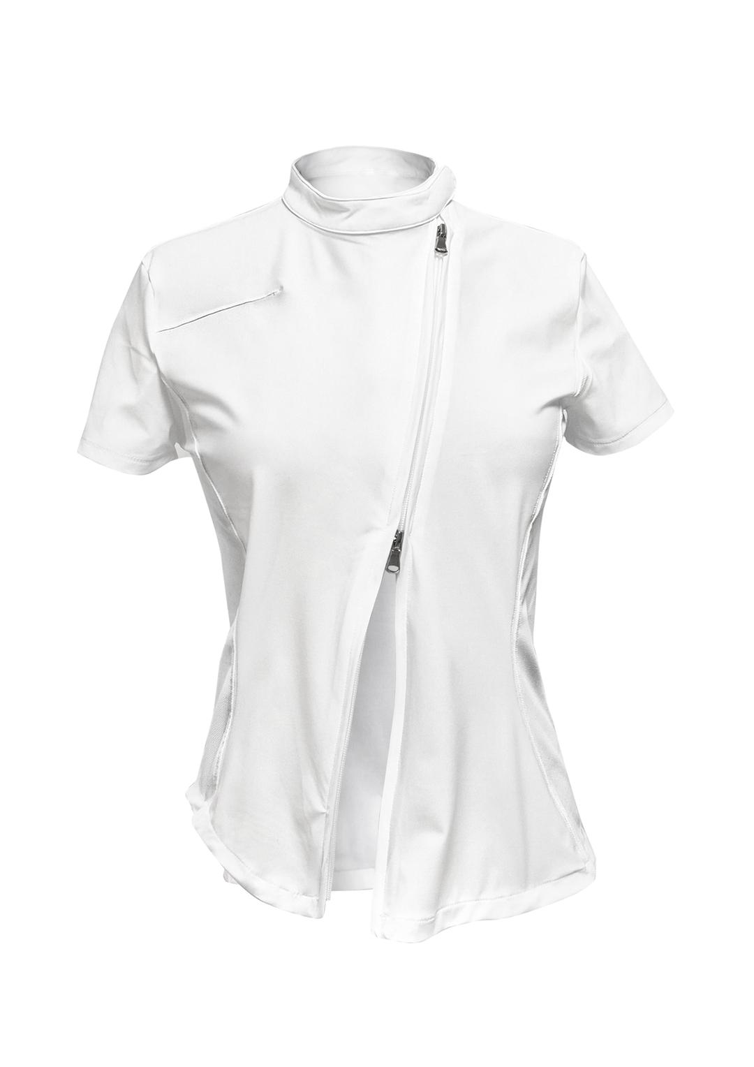 CURVED ZIP-UP SHIRT . WHITE