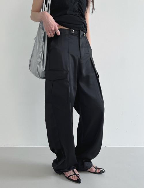 glow satin cargo string pants