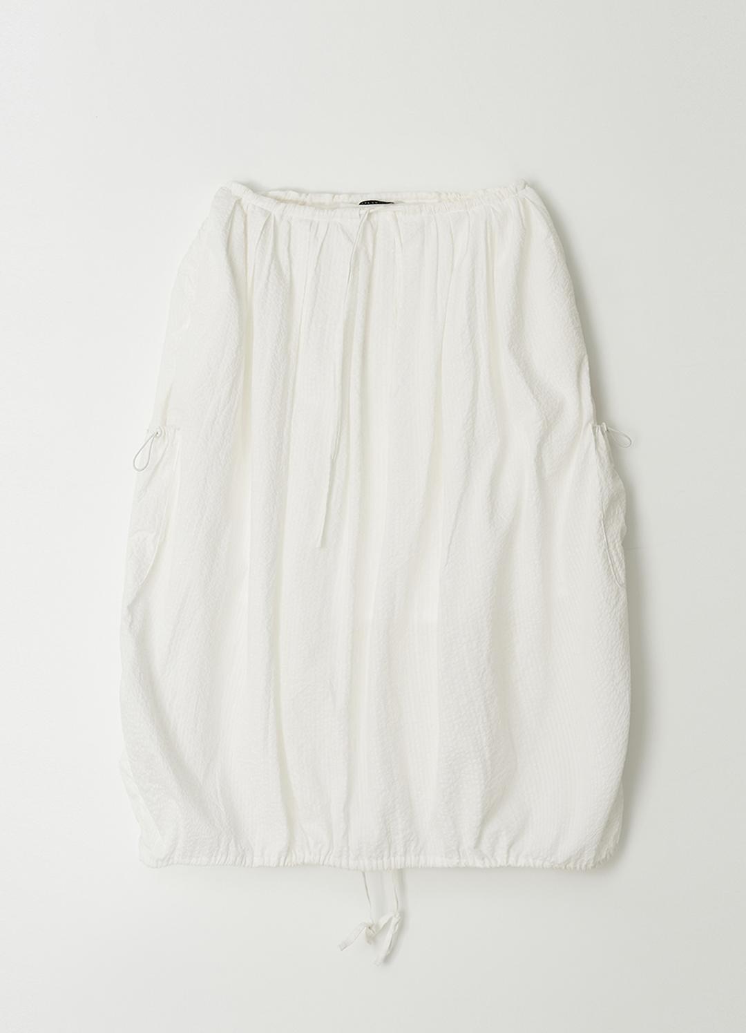 Seersucker balloon cargo skirt_WHITE