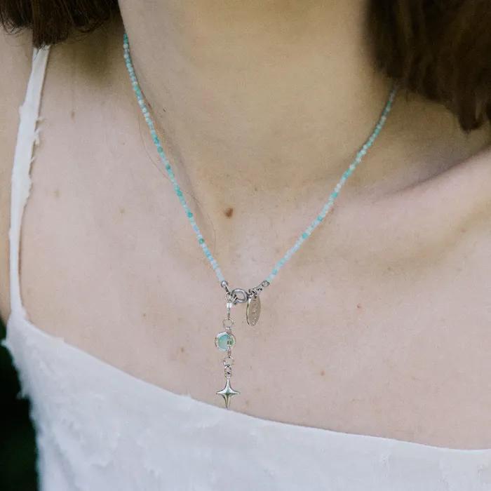 Mint lake and starlight necklace