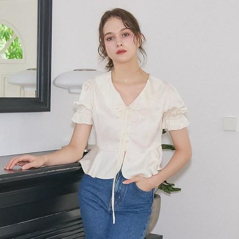 벰버 RUFFLE SATIN BLOUSE, CREAM, FREE