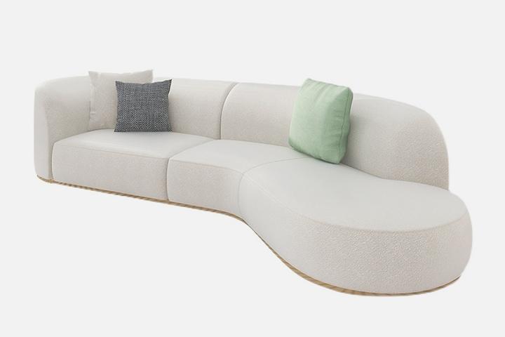 MJBS033  모던 미드센추리 인테리어 라운드 곡선 울 벨벳 소파 3인용 3size