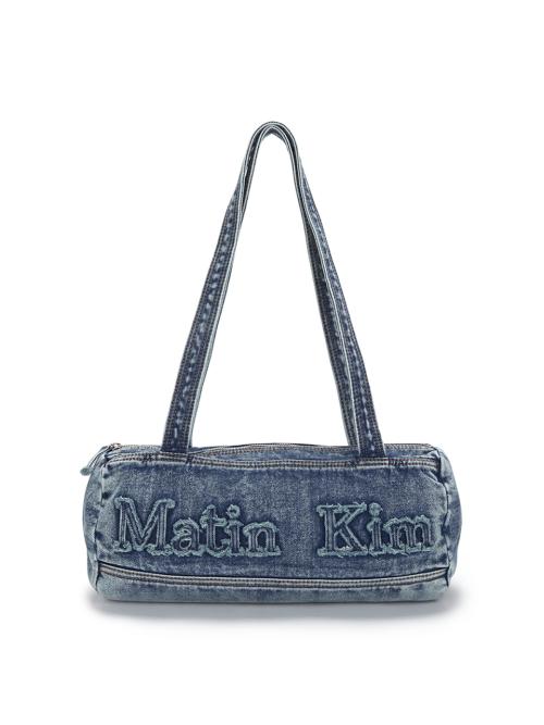 LOGO WASHED DENIM DUFFEL BAG IN BLUE