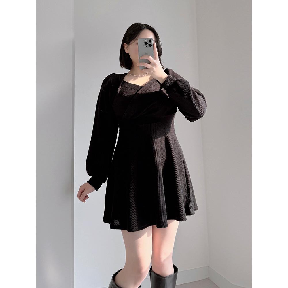 [하늘 당일출고/only 식스앤드] 앤드 브이넥 플레어 미니 원피스