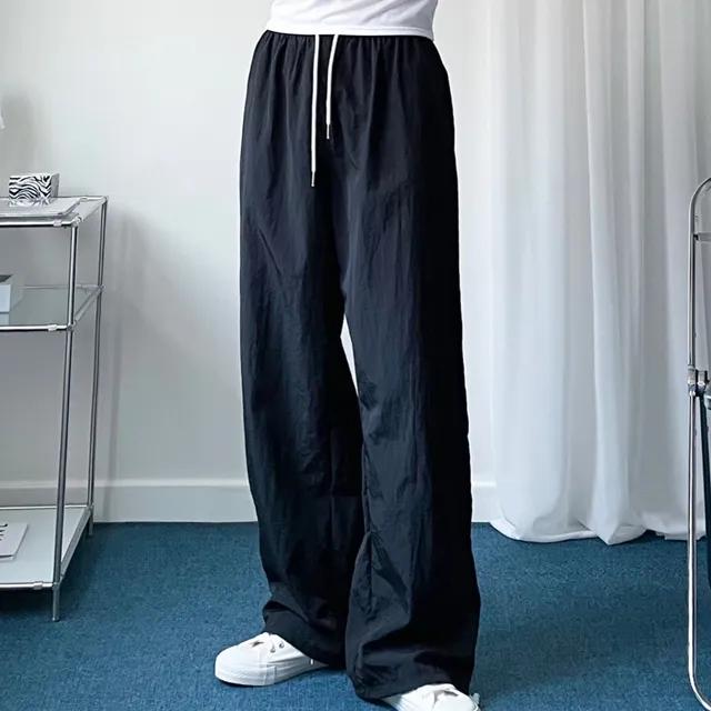 스트링 와이드 나일론 조거 팬츠