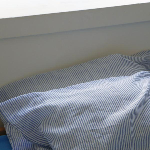 [PILLOW COVER] LIGHT BLUE STRIPED LINEN