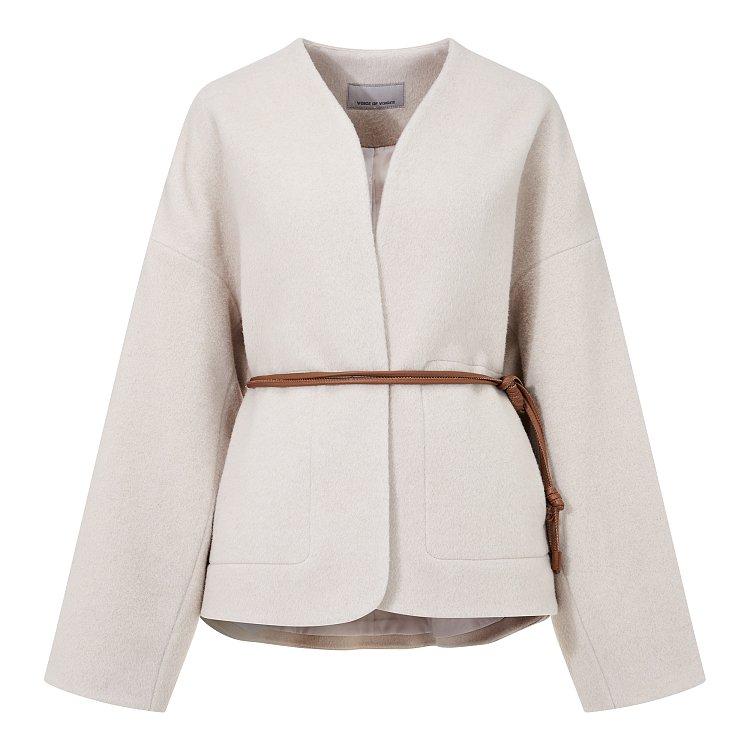 벨티드 와이드 오픈 자켓