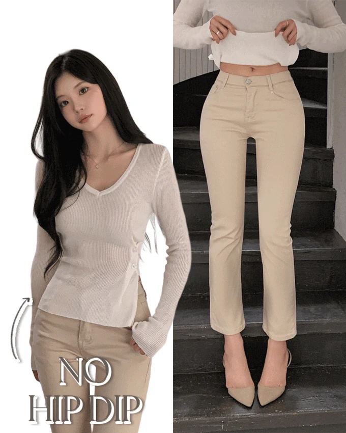 슬리머 반하이웨스트 골반패드 골반뽕 힙딥x 일자바지 스트레이트 쫀쫀스판 청바지 데님 코튼 롱 팬츠