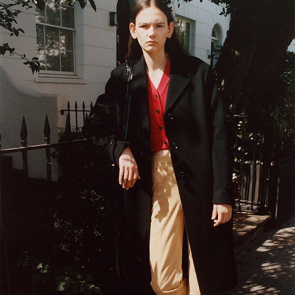 Single Cashmere Coat in Black VW3WH021-10