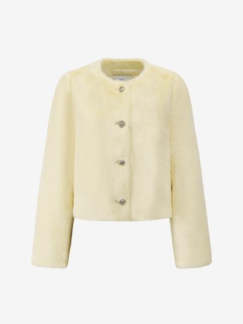 비즈 버튼 에코 퍼 자켓_L254PSG751