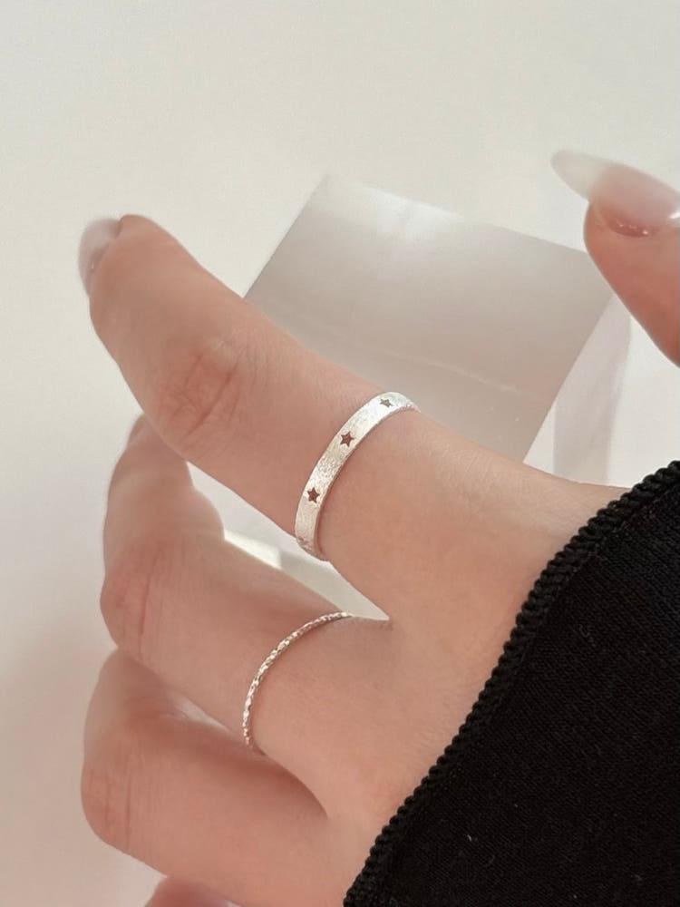 실버925 샌딩 펀칭 별 스타 링 반지
