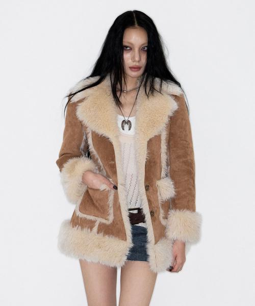 Hourglass Mouton Fur Coat (TAN)