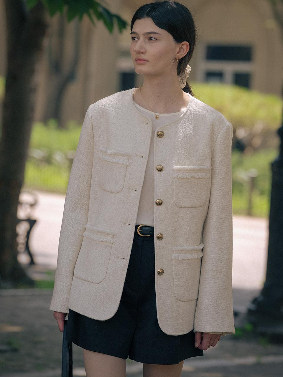 [9/19 예약배송]Oversized tweed jacket TIFA01JK03_Ivory