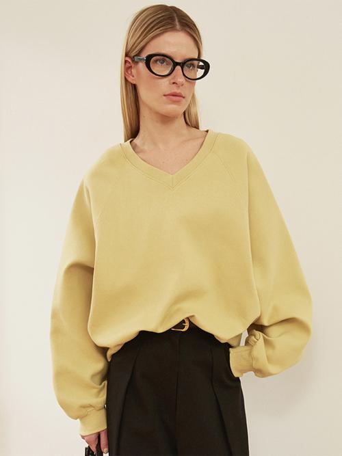 Rounded cotton V-neck sweatshirts