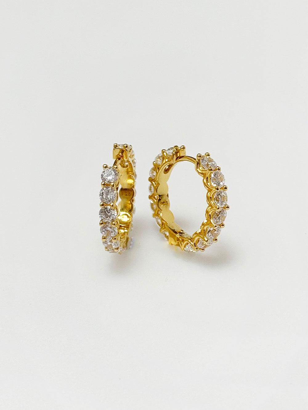 925silver Shiny Crystal Hoop Earring / 2color