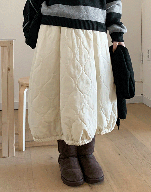 바온 미겟 퀄팅 밴딩 롱 스커트 (3color)