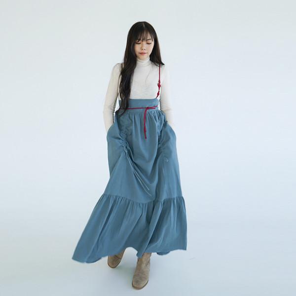 [Dress] 매듭 원피스 치마: 수피아 담청색