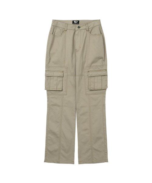 Washed Cotton Cargo Pants Greyish Beige