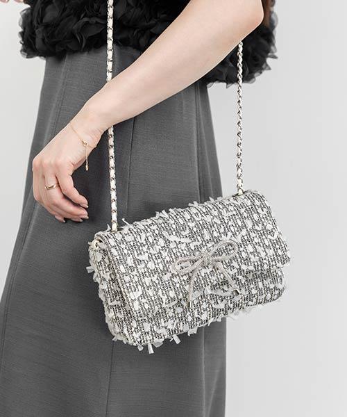 【SALE】ビジューリボンショルダーバッグ