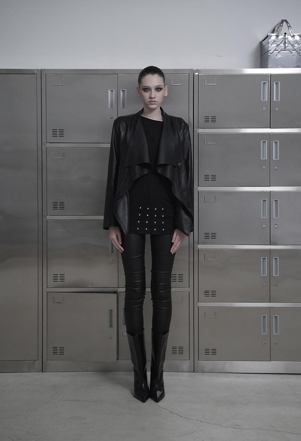 [PREMIUM MADE / Real Lambskin] shadow draped lambskin jacket