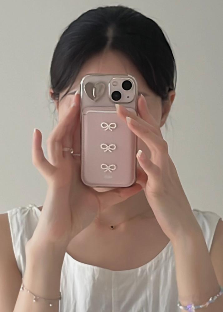 (프레젠띵)핑크 리본 맥세이프 카드지갑