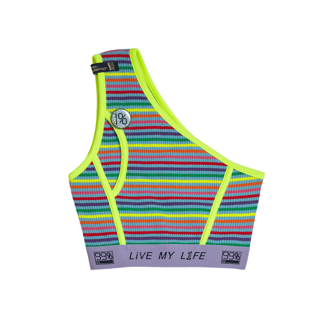 RIBBED UPSIDE DOWN STRIPE PANTIES TOP (MIXED BLUE)