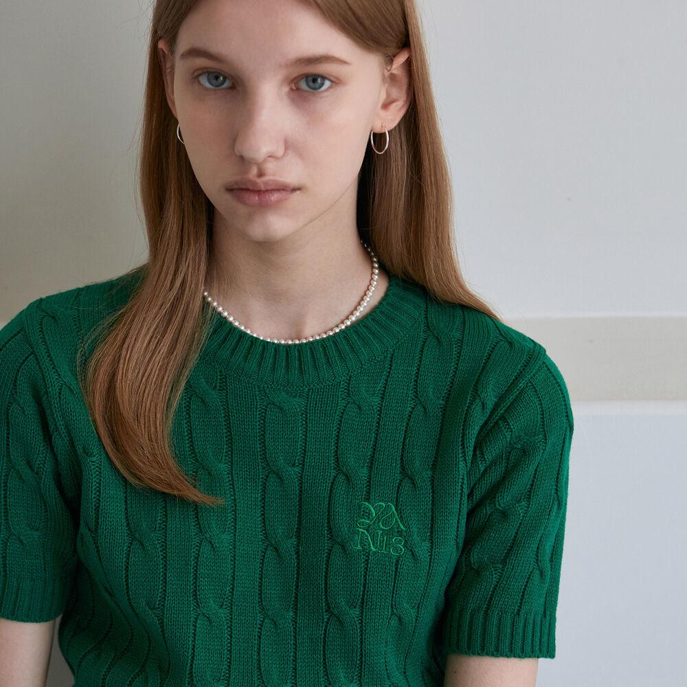 LOGO CABLE SHORT SLEEVE KNIT_GREEN