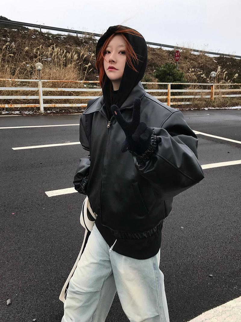 (안감누빔)KARA OVER LEATHER JP (brown / black)