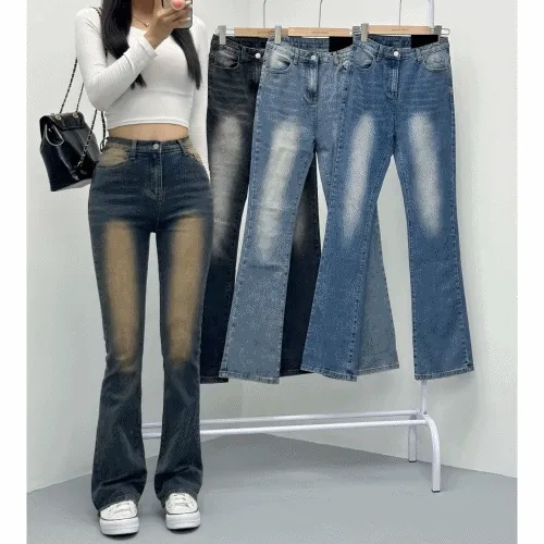 보정핏![숏,기본,롱/~2XL] 빈티지워싱 하이웨스트 부츠컷 데님팬츠 기장선택 빅사이즈까지 가을데님 사계절팬츠 청바지추천