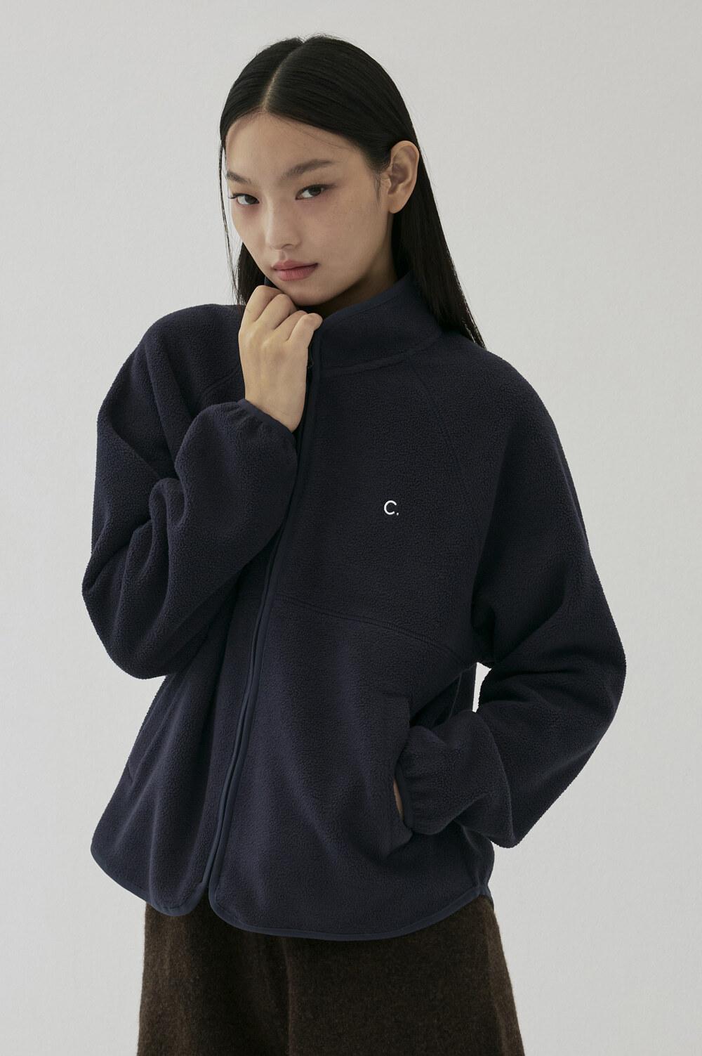 [25FW clove] High-Neck Fleece Jacket (Navy)