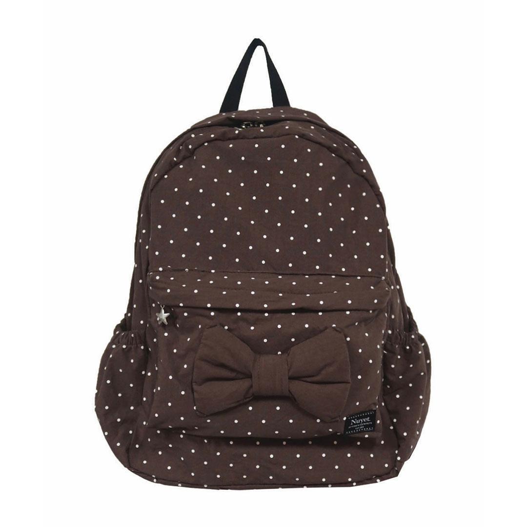 Polka dot ribbon backpack _ Brown