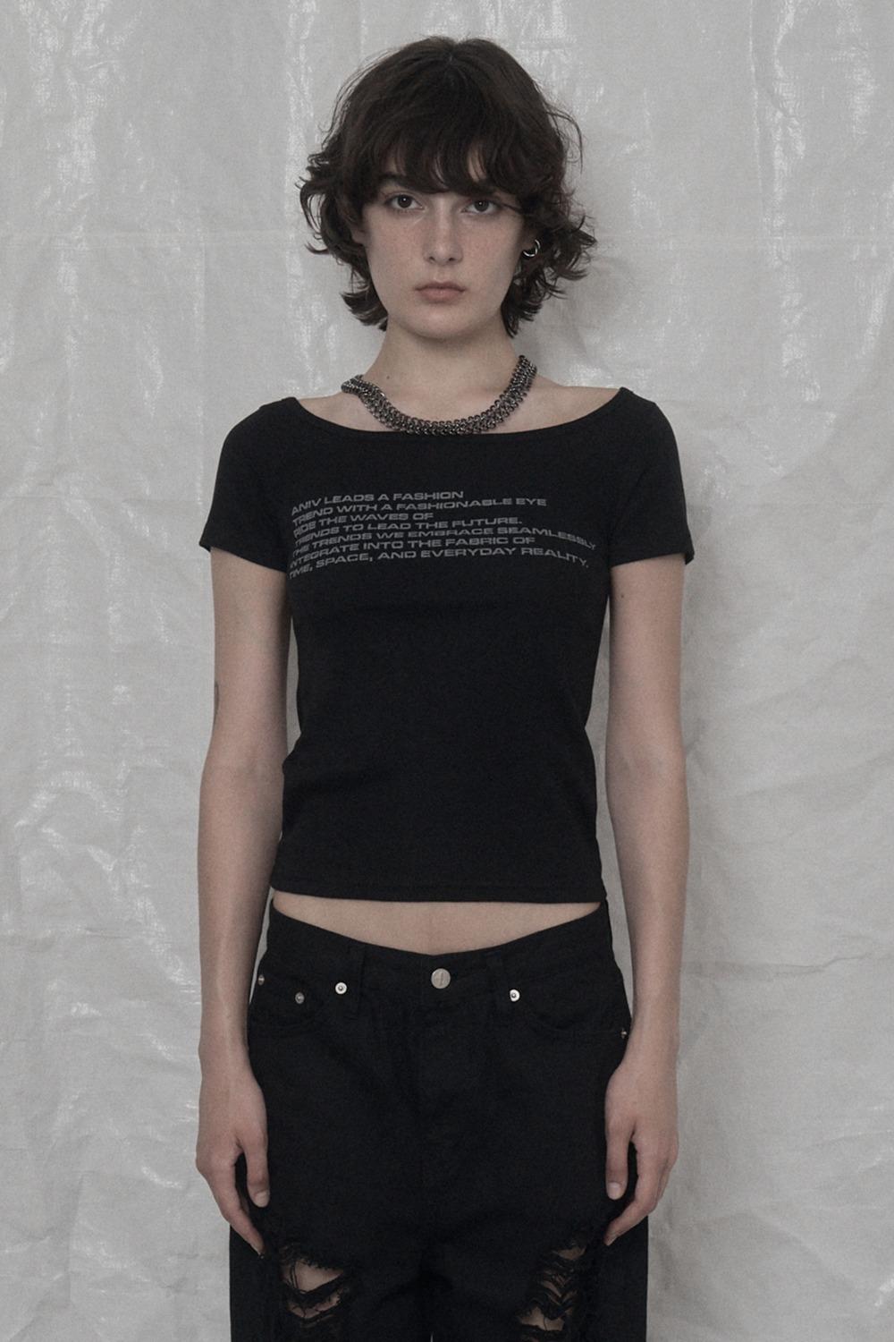 LETTERING OVAL-NECK CROP T-SHIRT BLACK