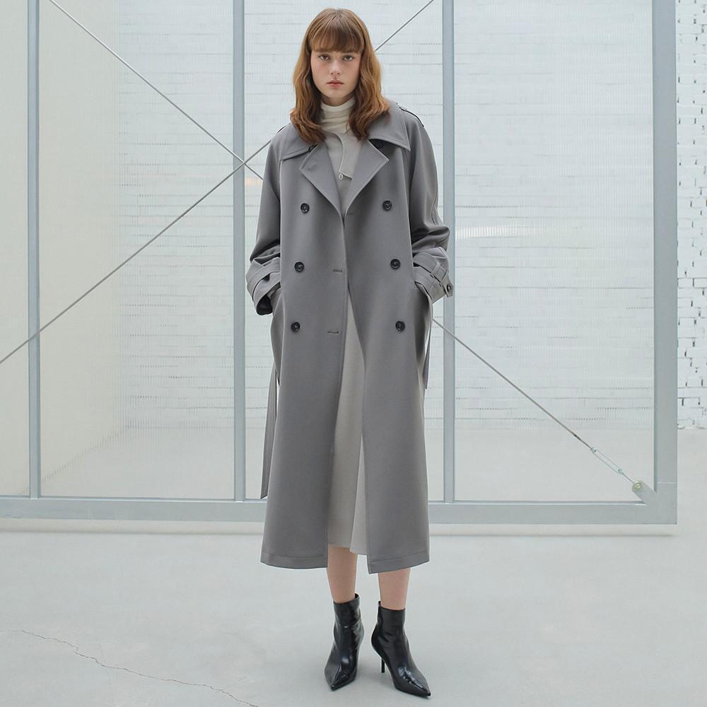 [P/A BY PAUL&ALICE] ﻿﻿ DEEP VENT TRENCH COAT / GREY