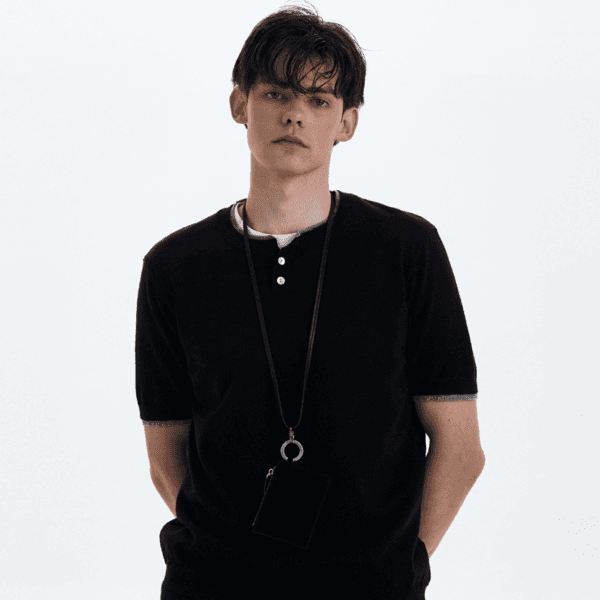 Layered Henley Neck Knit