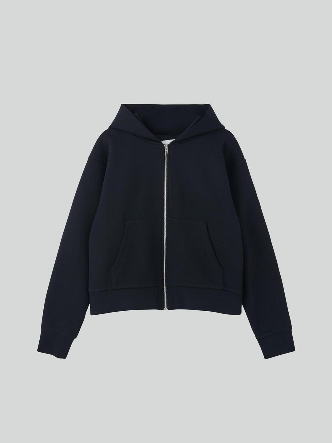 LOGO DETAIL HOODIE ZIP-UP (BLACK)