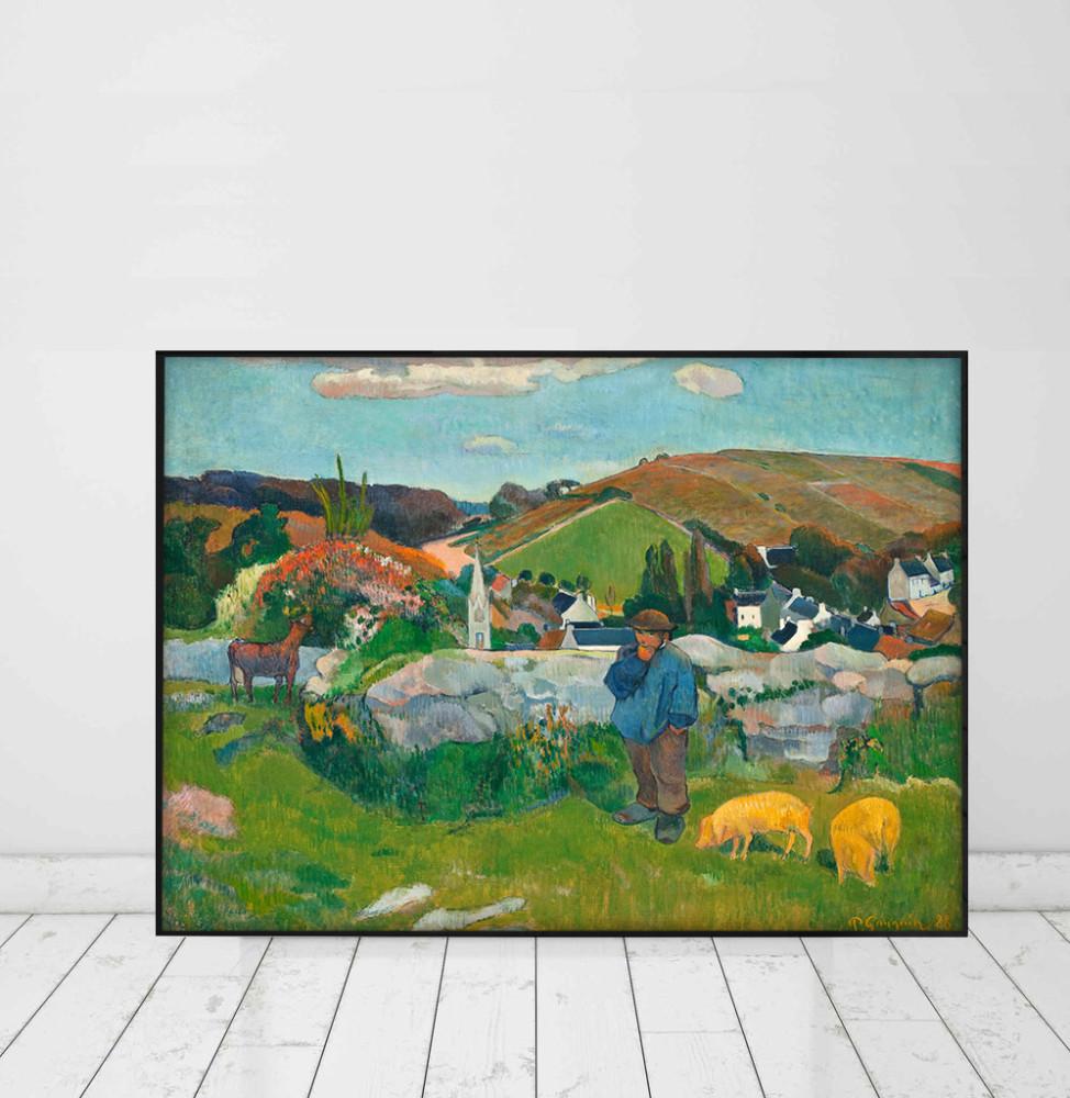 폴 고갱 돼지치기가 있는 브르타뉴 풍경 인테리어 포스터 액자